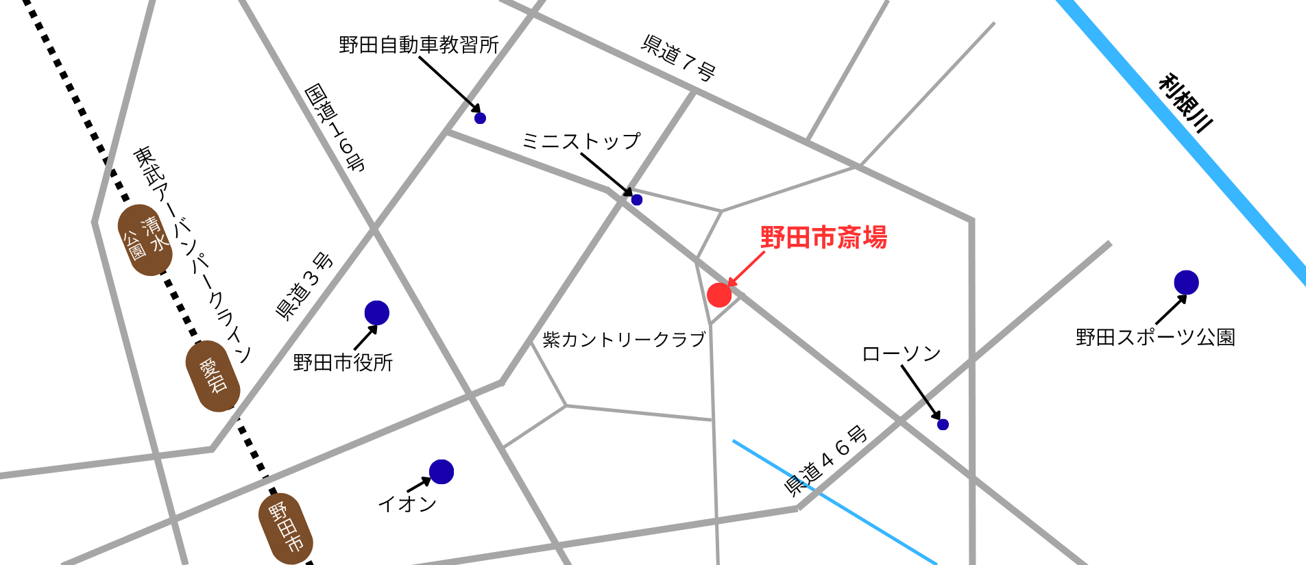 野田市斎場の周辺地図